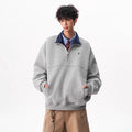 Style Heavyweight Color-Blocked Zip-Up Embroidered Hoodie