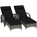 Black Reclining Outdoor Chaise Lounge Chairs