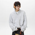 Retro Half-Zip Stand-Up Collar Sweater for Men and Women