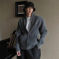 Retro Double-Zip Stand Collar Cardigan