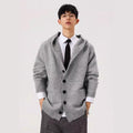 Heavyweight Dark Gray Knit Cardigan Sweater for Men and Women