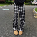 Drapey High-End Slash Pants Men  Retro Lazy Style Plaid Pants